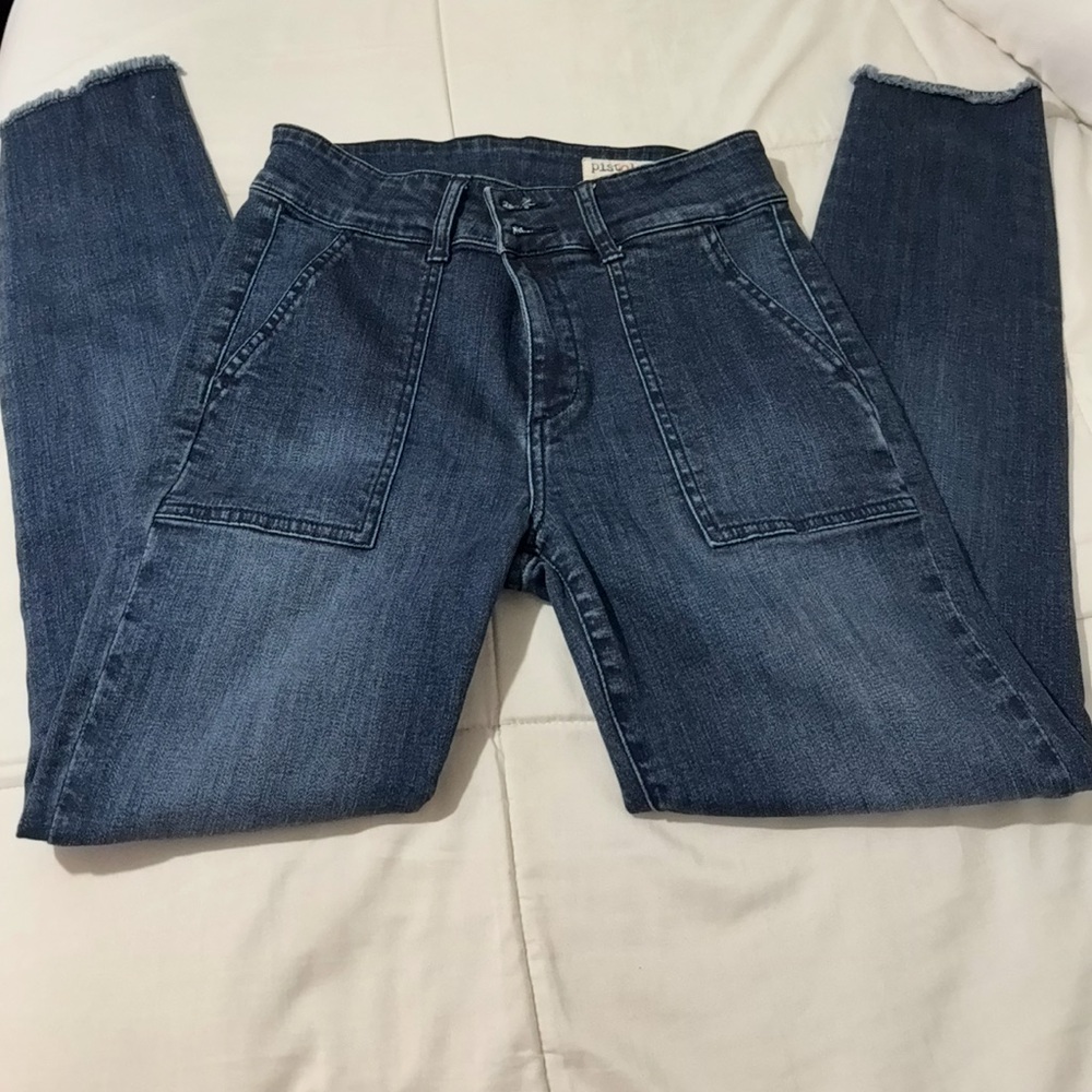 pistola Straight Leg Jeans in Dark Blue Denim